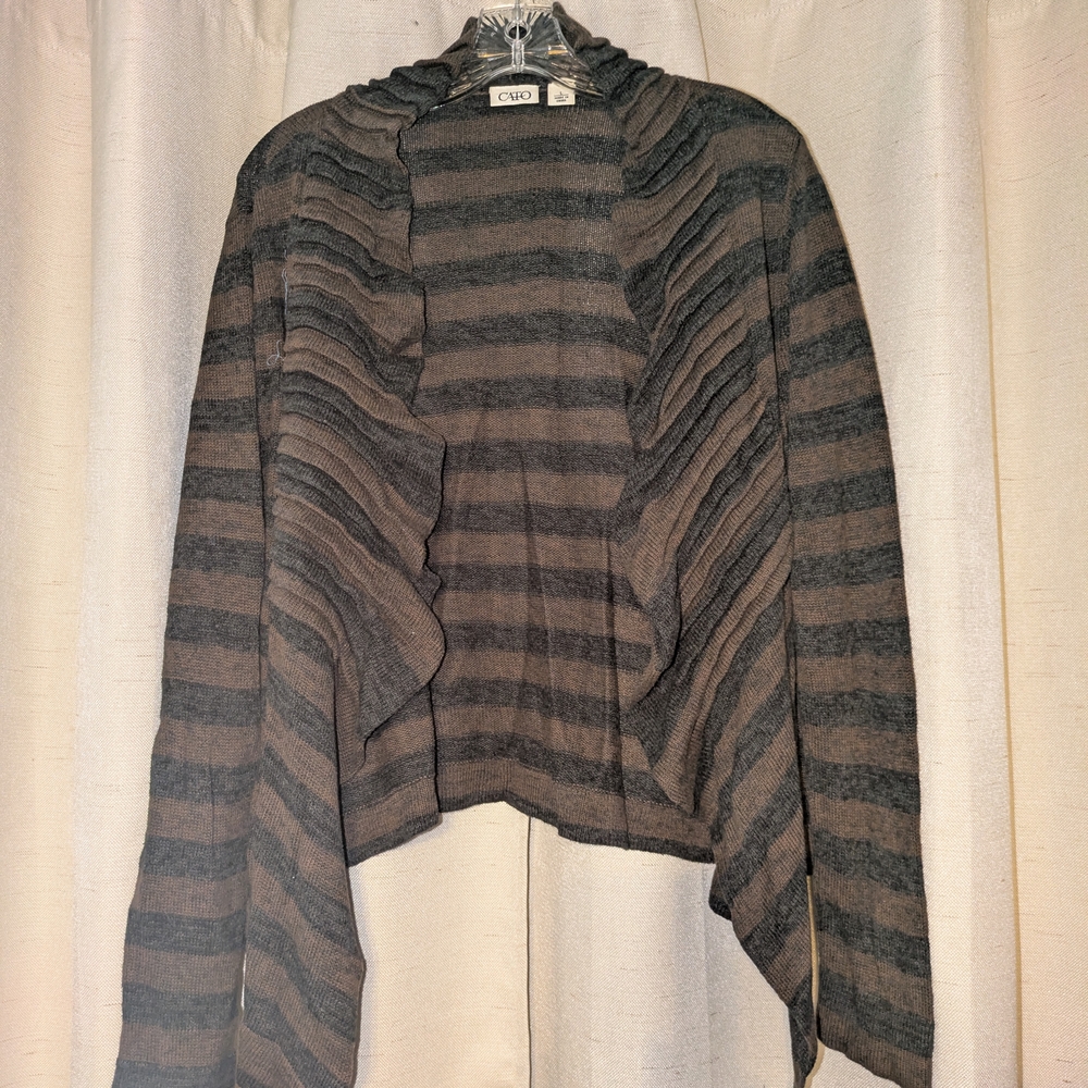 Cato Black and Gray Striped Women's Cardigan